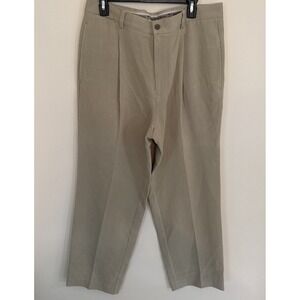 Tommy Bahama Relax Silk Blend Pleated Dress Pants Slacks Khaki Tan Mens 35x30